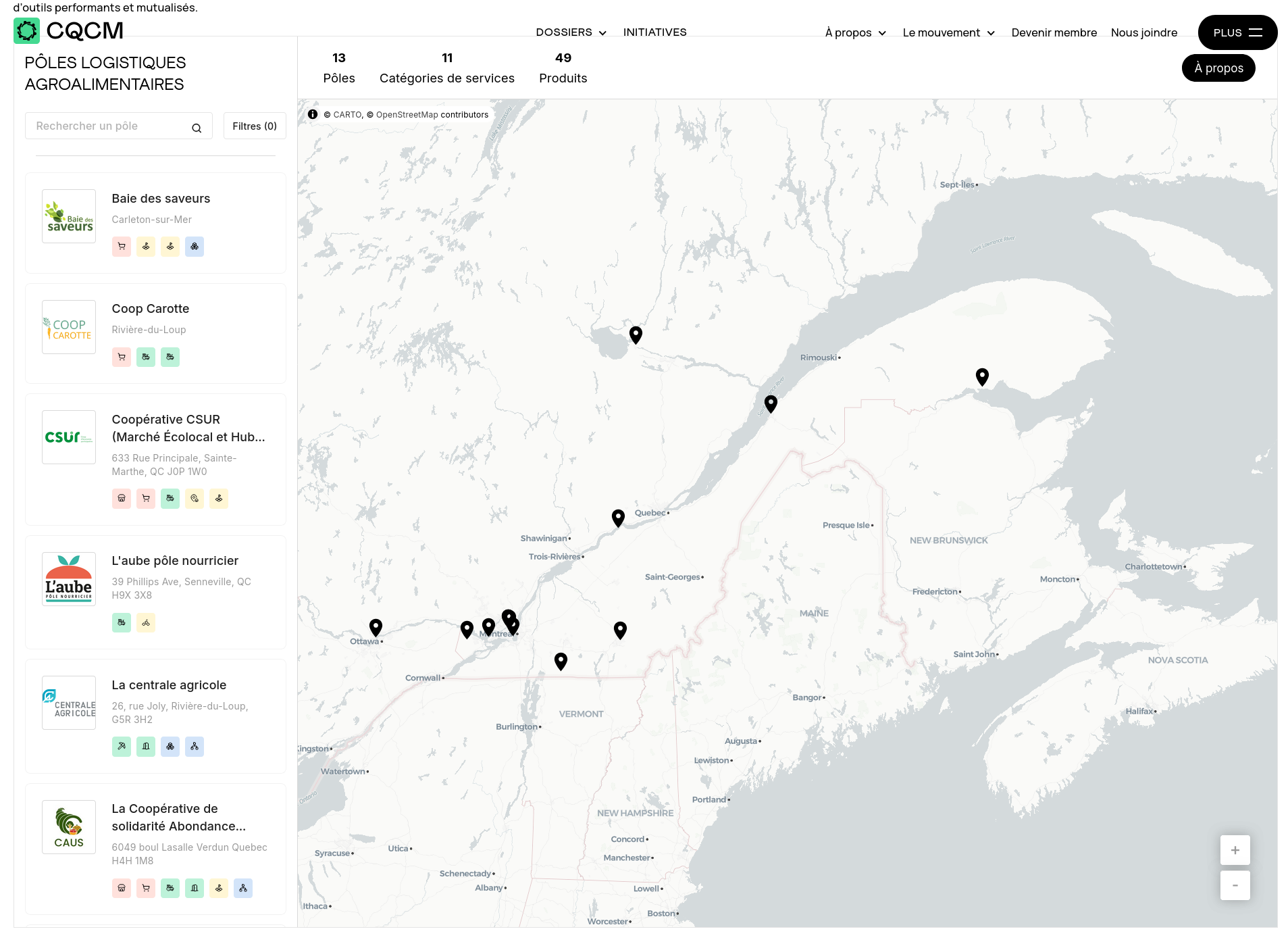 Screenshot of the interoperable map component