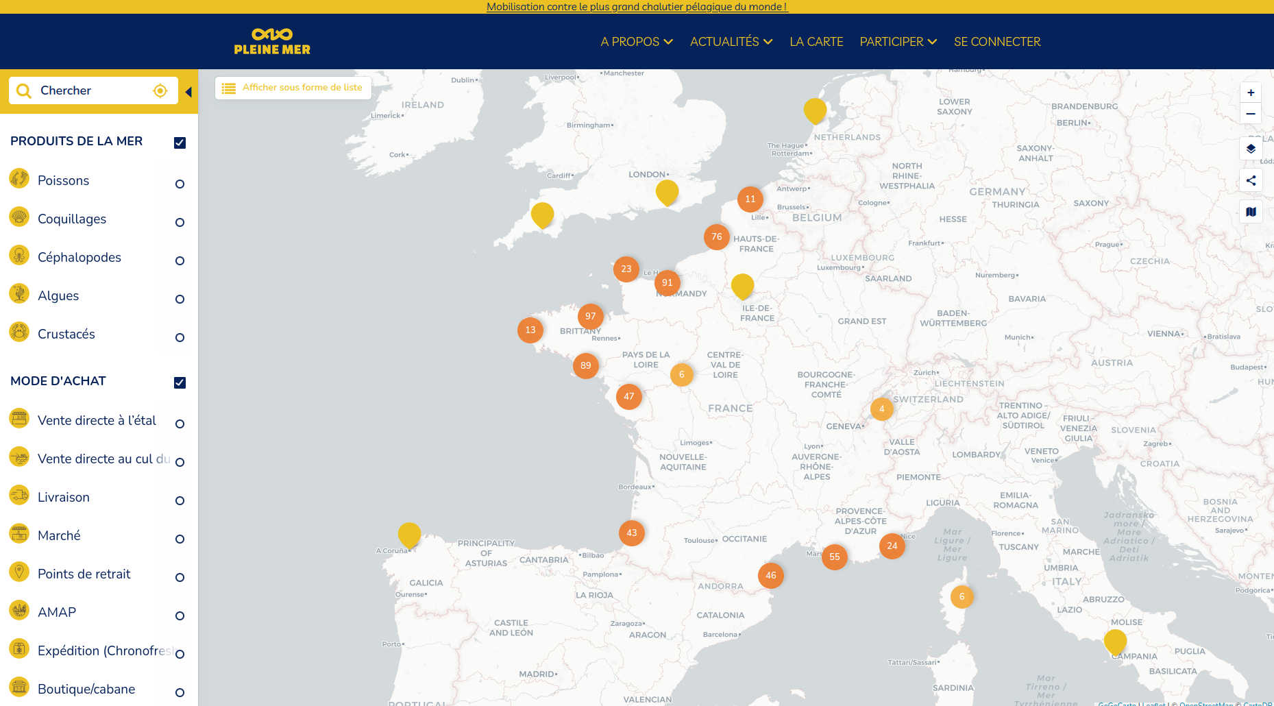 Screenshot of pleine mer's map